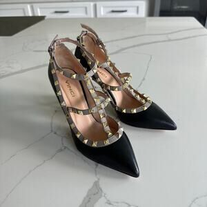 vinci Napa Siyah leather studded pointed heels Size 38 NEW